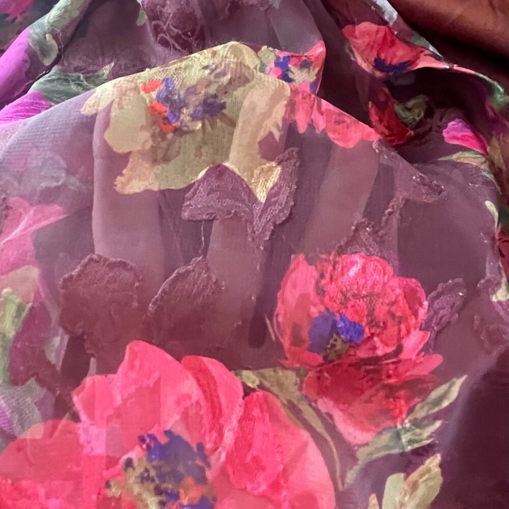 Flying Tomato Burgundy Floral Sheer Blouse with Cami SMALL‎ Victorian Romantic - Picture 9 of 12